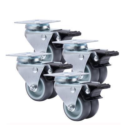 China PH002 Contemporary Casters Wheels 2 Inch Heavy Duty Swivel Soft Rubber Roller With Brake For Platform Cart Furniture Wheels for sale