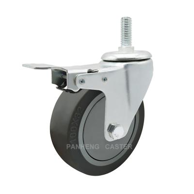 China Swivel With Brake Wholesale Cheap Price 3/4/5 Inch Trolley Stem TPR Caster Wheel With Brake for sale