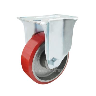 China Wholesale Cheap Price Medium Duty Iron Core PU Caster Wheel Rigid 100 Kg 125 Kg 150 Kg for sale