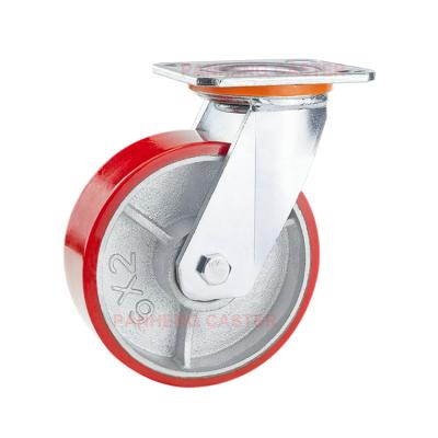 China Industrial PIVOT 100mm 125mm 150mm Heavy Duty 200mm PU Caster Wheel For Hand Truck for sale