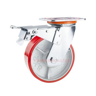 China Swivel With Brake 4 Inch 5 Inch 6 Inch 8 Inch Heavy Duty Caster Wheels PU Caster for sale