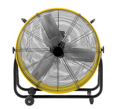 China 24inch Garage Warehouse Drum Fan Direct Drive Blades Barrel Floor Drum Fan Aluminum Industrial Air Ventilation for sale