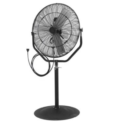 China High Efficiency 30 Inch Metal 3 Blades Heading Pedestal Fan Outdoor Fog Stand Fan Round Base With Fog Kit And Wheels for sale