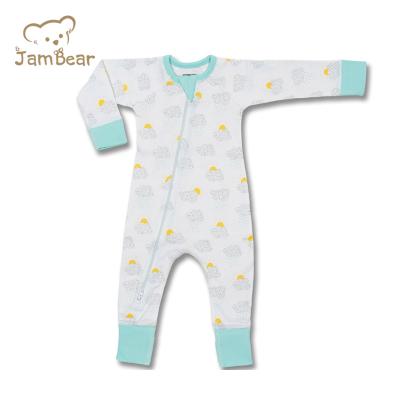 China Handsome JamBear Cotton Baby Rompers Long Sleeve Chiffon Zipper Romper Organic Baby Pajamas Baby Rising Clothes for sale