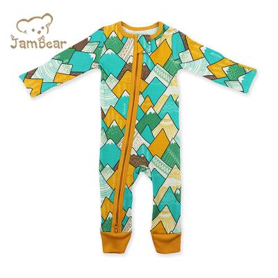 China JamBear Lovely Two Way Zipper Baby Rompers Custom Printed Baby Clothes Eco-Friendly Organic Cotton Baby Pajamas for sale