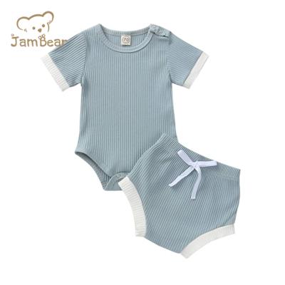 China Antibacterial Toddler Two Piece Organic Bamboo Ribbed Baby Girl Lounge Cotton Pajamas Baby Short JamBear Sets for sale