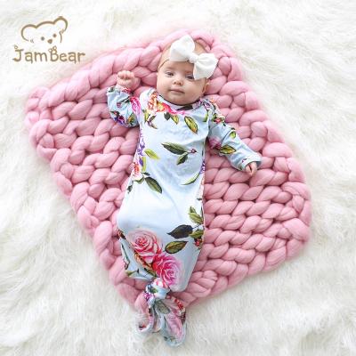 China Eco-Friendly JamBear Knotted Organic Bamboo Fiber Ruffled Sleeping Bags Antibacterial Baby Dressing Gown Baby Sleeping Bags for sale