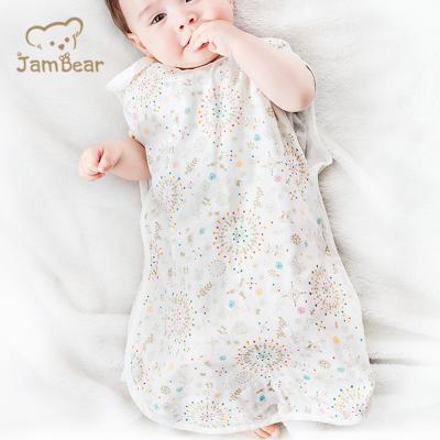 China JamBear Summer Breathable Organic Gauze Sleeping Bag Cotton Baby Sleeping Bags Button Baby Sleeveless Sleeping Bag for sale