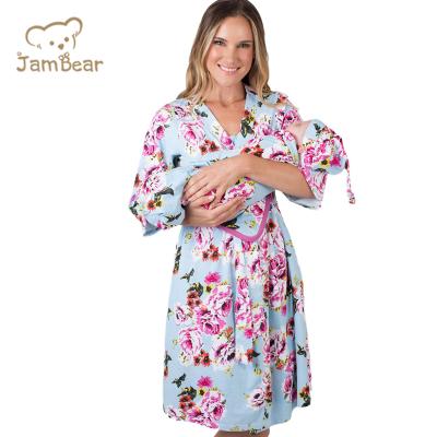 China Jambear Breathable Organic Nursing Robes and Wrap Maternity Long Robe Mommy and Newborn Baby and Mommy Robe Bamboo Fiber Baby Blankets for sale