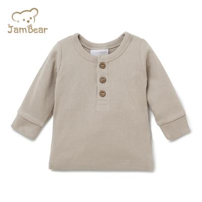 China Baby Breathable Baby Merino Sweater Baby Sweater Onesie Wool Sweater Long Sleeve Stone Rib Henley Tee for sale