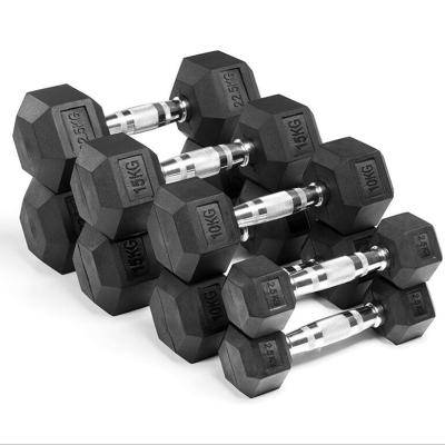 China Cheap Hexagon Fitness Equipment APP Purchase Dumbbell Fitness Rubber Weights Use 10 Kg Dumbbell Set for sale