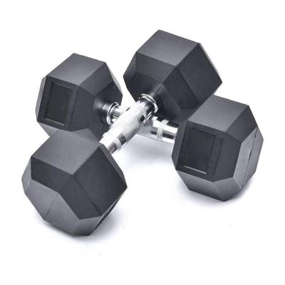 China Buy Basics Durable Cheap Price Rubber Wrapped Hex Dumbbells Set Iron Hex Rubber Dumbbell For Sale for sale