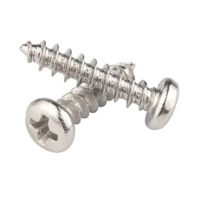 China 304 Stainless Steel Pan Pan Head Cross Head Screw GB845 Round Head Tapping Pointed Tail Screw for sale