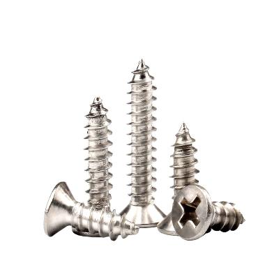 China Truss 304 Stainless Steel Head Screw GB846 Cross Flat Head Cross Countersunk Self Tapping Screw for sale