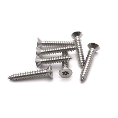 China Countersunk Head Countersunk Plum Blossom With Column Safety Since Attack Nails Stainless Steel Flat Star Wood Screws for sale