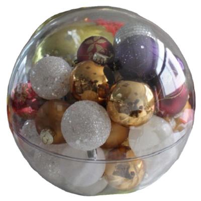 China Lightweight Transparent Plastic Clear Christmas Ornaments Balls Openable Hollow Hanging Christmas for sale