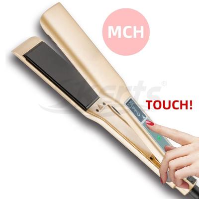 China 232C Titanium Professional Permanent Hair Flat Iron MCH Touch Screen Golden Brazilian Wide Keratin Treatment Flat Straightener for sale