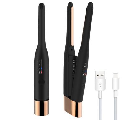 China New Korea Supplier Outdoor Trend Small Rechargeable Unplugged Hair Straightener Customized Titanium Mini Hair Wireless Flat Iron for sale