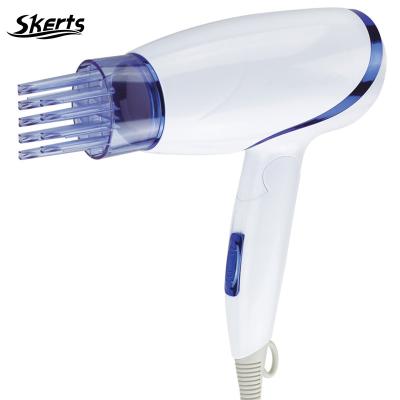 China SKERTS Logo CE ROHS Custom Foldable Cool Air Hair Dryers Logo Portable Folding High Power 110V 1600W with Comb Concentrator for sale