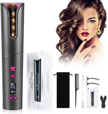 China New Factory Supply Large Capacity Skerts Lithium Battery Radio Rechargeable Automatic Rotating Wireless Hair Curler for sale