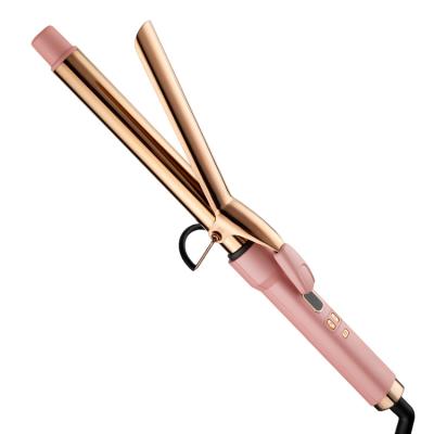 China With 1 Inch Barrel Wand Curling Iron Curling Iron Titanium Hair Curler Clip Professional Long Clip LCD Pink For Long Hair for sale