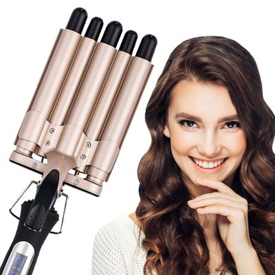 China infrared & Good Professional Ion Function LCD Salon Wavy Hair Styler Tourmaline Wave Maker 5 Barrels Double Voltage Curling Iron Hair Curler for sale