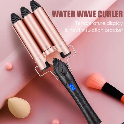 China infrared & Ion Function Styler LCD Heating Wand Free Interchangeable Detachable Barrels Barrels Wave Wave Curler Hair Rotating Curling Iron for sale