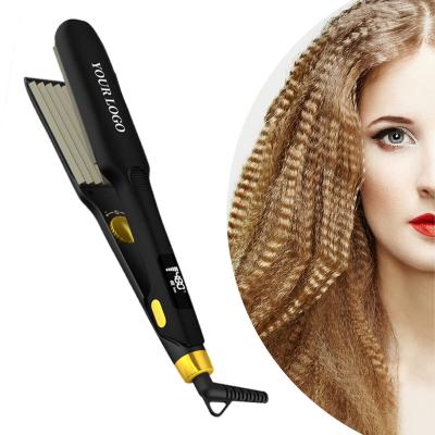 China 2022 New Design Hotel Hair Crimpers Iron Volume Titanium Heat Temperature Adjustable Electric Hair Crimper Quickly for sale