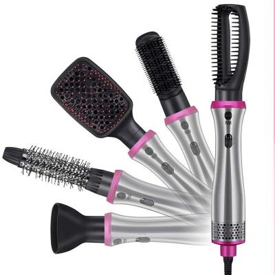 China Ionic Upgraded 2021 New 1000W Multifunctional Volumizer Styler Rotating Electric 5 Stage Comb In 1 Hot Hair Dryer Airbrush for sale