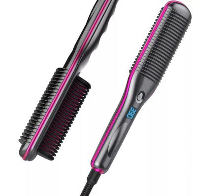 China New Fashion Wide Voltage Quickly Heated Manufacturer Ceramic Electric Comb High Quality Portable Hair Straightener Straightening Brush for sale