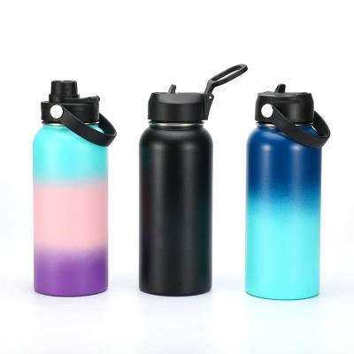 China Double Wall Eco-friendly Sustainable 32oz 40oz With 3 Lids Vacuum Flask Drink Sport Stainless Steel Insulated Water Bottle for sale