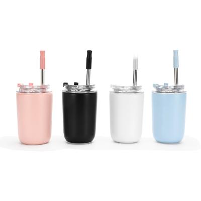 China Best Selling PORTABLE 280ml Double Wall Insulated Cups Reusable Water Bottle Stainless Steel Tumbler With Straw for sale