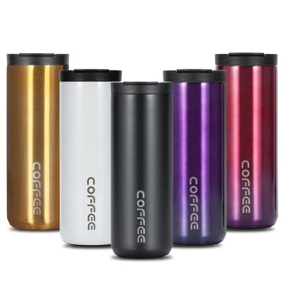 China Disposable 350ml, 500ml Coffee Cup Stainless Steel Coffee Mug Travel Car Vacuum Flasks Coffee Cup With Lid for sale