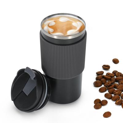 China Reusable Reusable Leak Proof 450ml Double Wall Vacuum Insulated Stainless Steel Tumbler Cup Travel Coffee Mug With Silicone Sleeve for sale