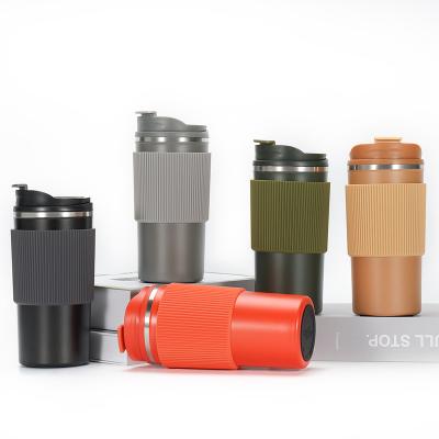 China Wholesale Viable Vacuum Travel Insulated Coffee Mugs Stainless Steel Wine Tumbler Cups Coffee Mug With Silicone Case for sale