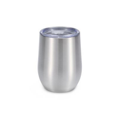 China Wholesale 9oz 12oz 16oz Double Wall Stainless Steel Wine Tumbler Egg Shape Viable Insulated Coffee Mug With Lid for sale