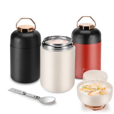 China PORTABLE Classic Double Style Food Flask Pot Stainless Steel Wall Lunch Box Food Thermos with Handle for sale