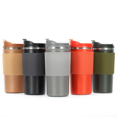 China 450ml Double Wall Vacuum Insulated Coffee Tumbler Cup Eco-Friendly Sustainable Stainless Steel Travel Coffee Mug With Silicone Case for sale