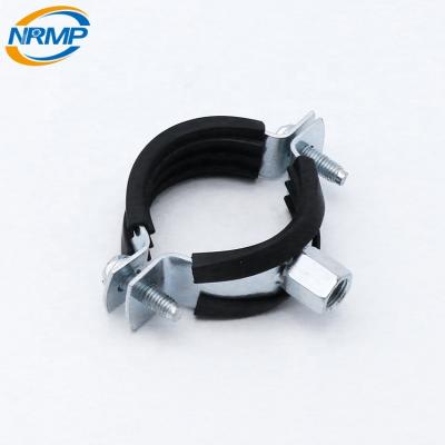 China Heavy Duty Metal Hot Galvanized Heavy Duty Pipe Clamp With Rubber for sale