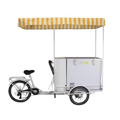 China 3 Wheel Passenger Solar Movable Freezer Bike Electric Tricycle Ice Cream Bike for sale