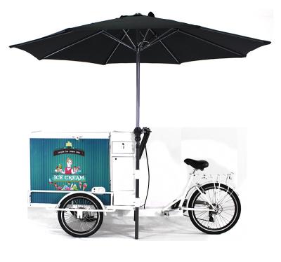 China 250 W Motor Mobile Electric Ice Cream Tricycle Ice Cream Cart Single Cool Drinks Bike for sale