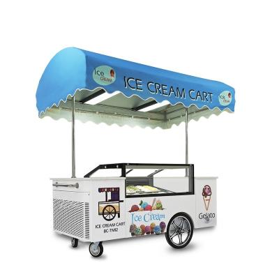 China Vegetable Processing Factory Cargo Bike Bicycle Tricycle Ice Cream Popsicle Push Cart Car With Umbrella Price for sale