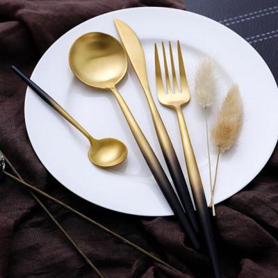 China Disposable Stainless Steel Spoon And Fork Flatware Set Royal Luxury Brand Cutlery for sale