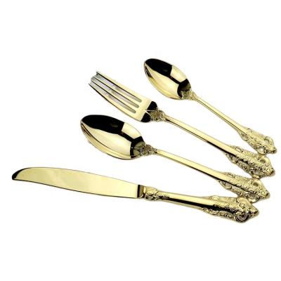 China Wholesale Disposable Set Wedding Travel Flatware 304 18/10 Spoon 18 10 And Forks Stainless Steel Gold Cutlery for sale