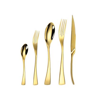 China Amazon Disposable Wholesale 5 Packs Gold Plated Custom Silver Logo Wedding Favor Stainless Steel Cutlery Set for sale