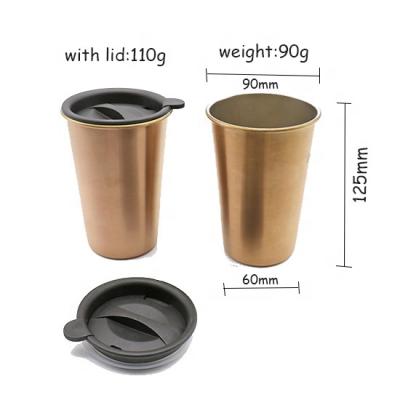 China HIQ 304 Stainless Steel Disposable Coffee Mug With Lid And Drinking Straw Customize Logo 500ml 16oz Beer Cup for sale