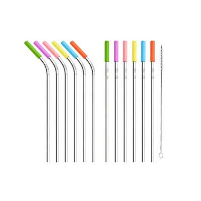 China Disposable Whole Metal Straw Set Logo Shapes Bent And Straight Retail Package Straws Stainless Steel for sale