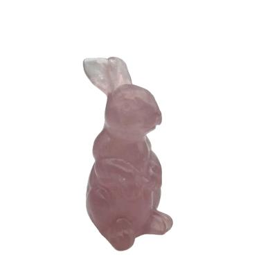 China China Wholesale Hand Carved Mounted Natural Quartz Animal Rabbit Gemstone Rabbit Crystal Crafts for sale