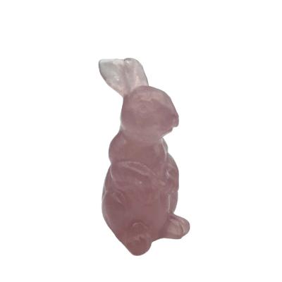 China China Wholesale Hand Carved Mounted Natural Quartz Animal Rabbit Gemstone Rabbit Crystal Crafts for sale