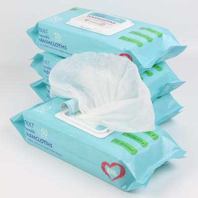 China Large Soft Adult Wipes 50 Counts Moist Biodegradable Thick Extra Large Spunlace Nonwoven Adult Wipes for sale